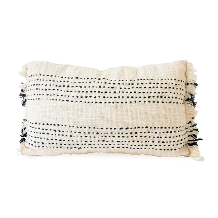 Coussin coton brod&eacute; - Noir