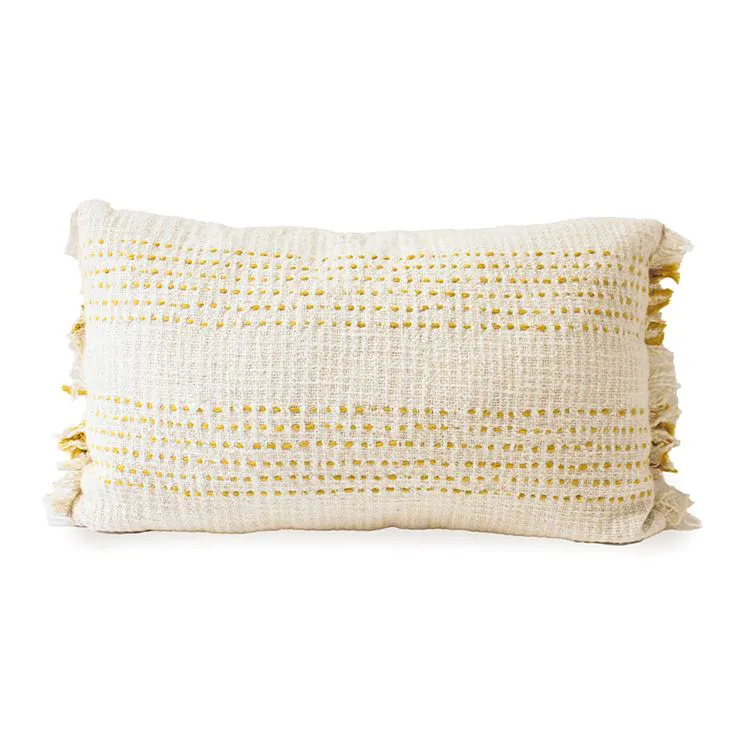 Coussin coton brod&eacute; - Curry