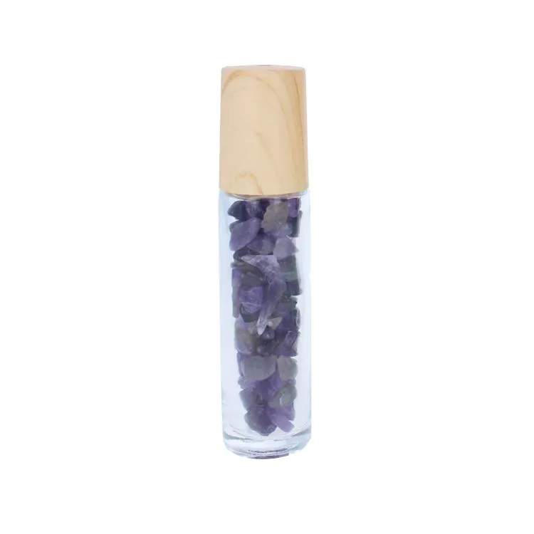 Roll-on aus Glas 10 ml ' mit Amethyst-Steinen