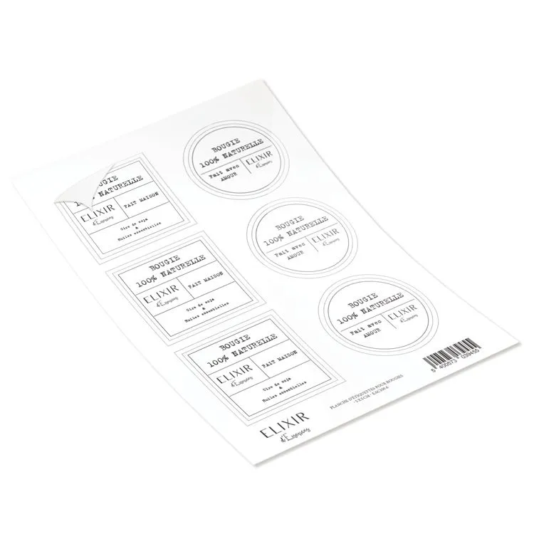 Planche de stickers pour bougies 6pcs