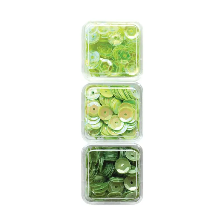 Trio de sequins 'Peridot' 6mm, 3 boites