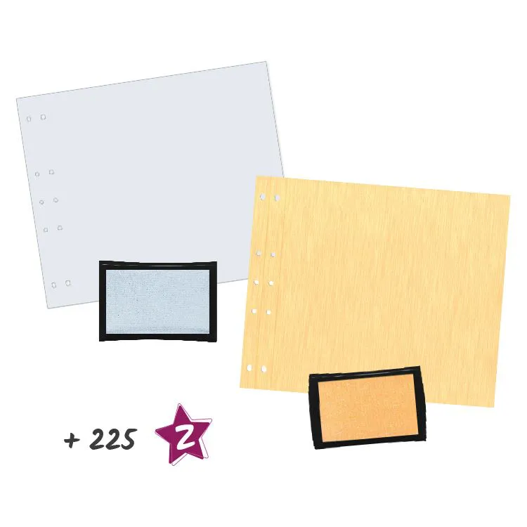 Panier pages & encreurs 'Cool Blue & Paille' 