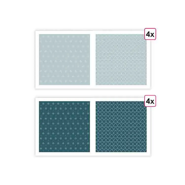 Papiers imprimés 'Essentiel Bleu grisé' (8f) 