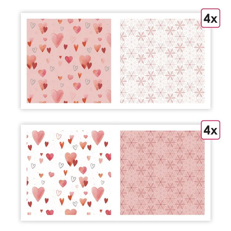 Papiers imprimés 'St Valentin' (8f)