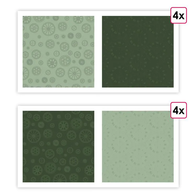 Designpapier A4 'Zahnr&auml;der' (8 Stk.)
