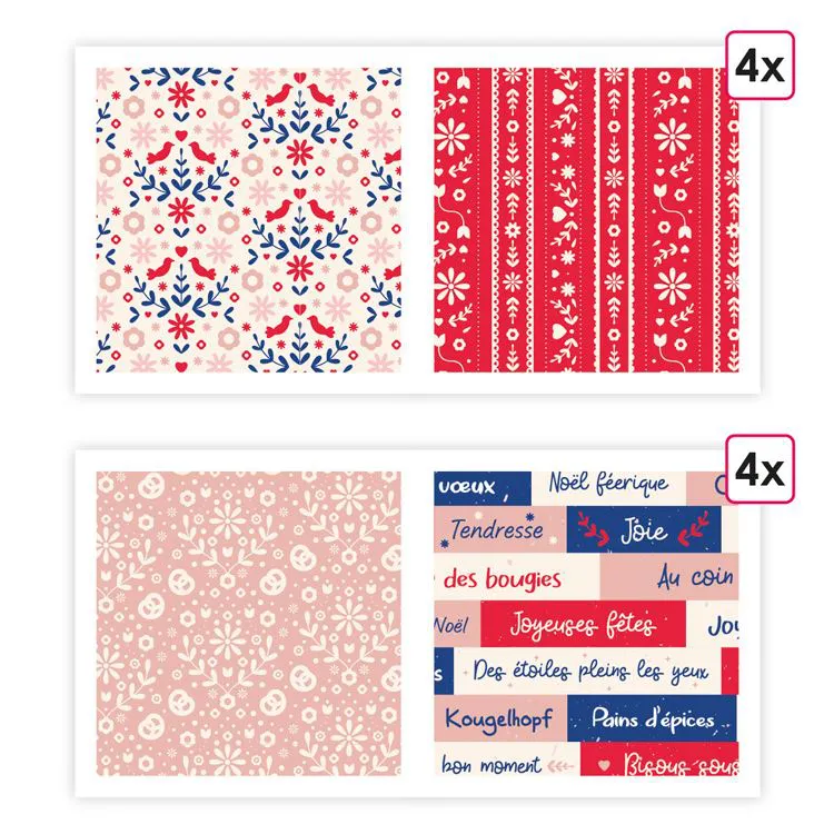 Designpapier A4 'Els&auml;ssische Weihnachten' (8 Stk.)