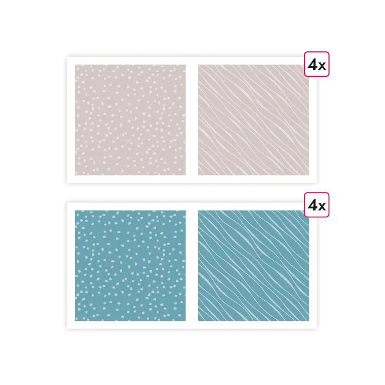 Papiers imprim&eacute;s Essentiel 'Galet - Teal' (8f)