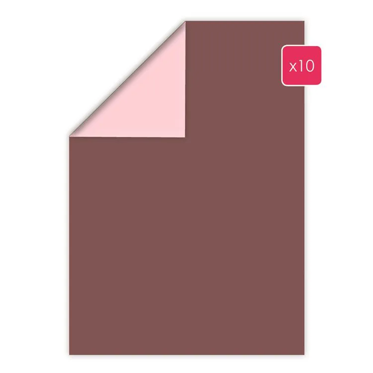 Papier A4 duo 10p 'Lie de vin - Rose poudré' 