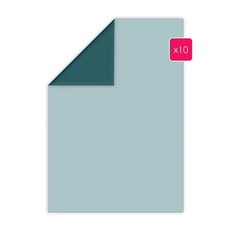 Papier A4 duo 10p 'Bleu grisé - Pétrole'   