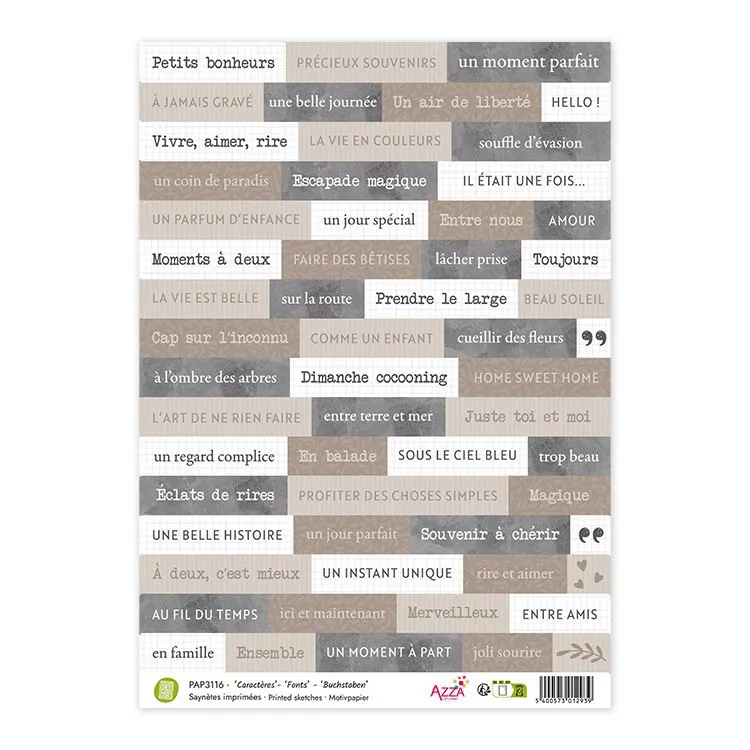 Sayn&egrave;tes imprim&eacute;es A4 'Caract&egrave;res'