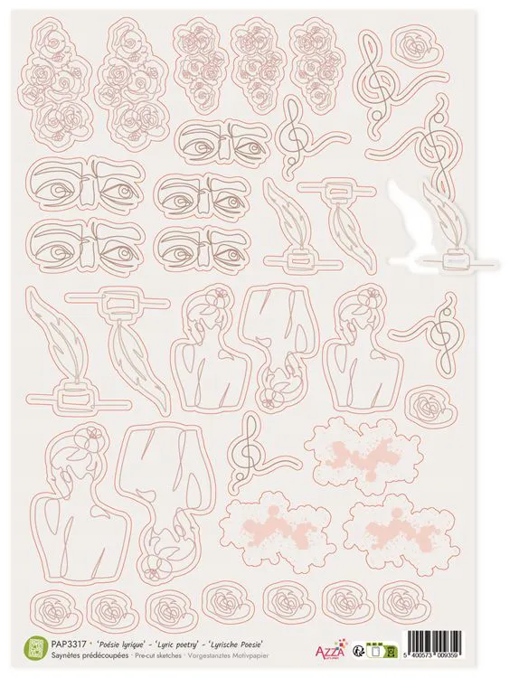 Sayn&egrave;te pr&eacute;d&eacute;coup&eacute;es vellum 'Po&eacute;sie lyrique''