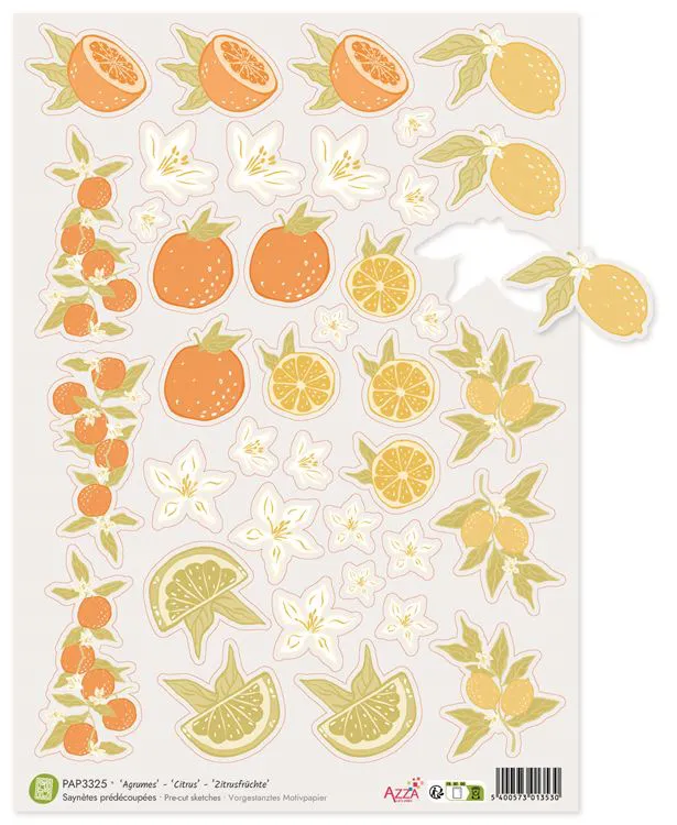 Vorgestanztes Vellum-Motivpapier 'Zitrusfr&uuml;chte'