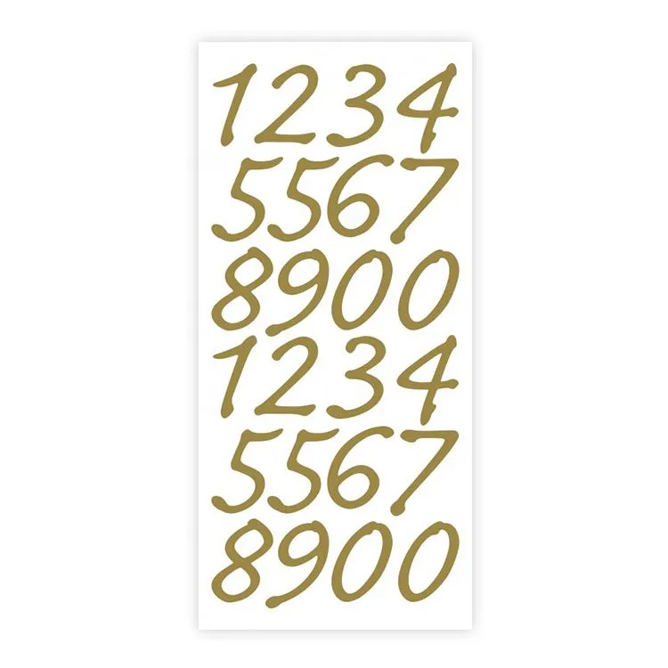 Konturenaufkleber 'Gro&szlig;e Zahlen Gold'