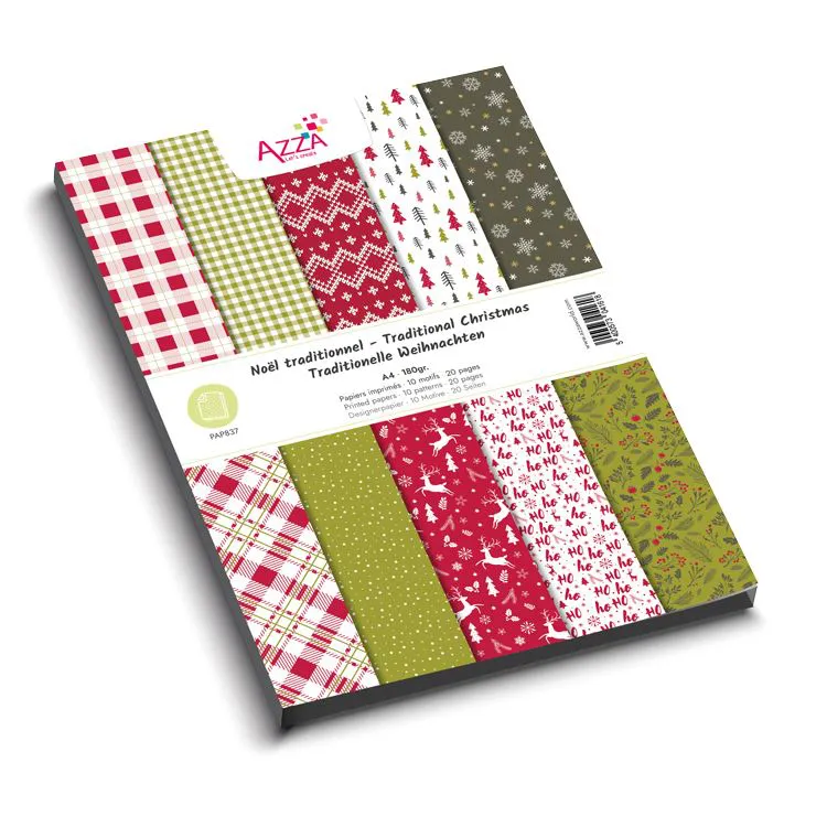Bloc de papier imprimé 'Noël traditionnel'