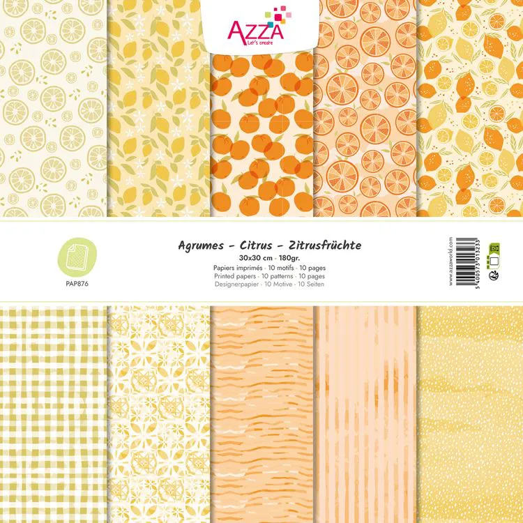 Bloc de papiers 'Agrumes' (30x30) (10f)
