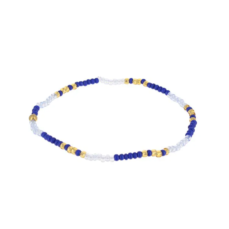 Armband kleine Blaue & Wei&szlig;e Glasperlen